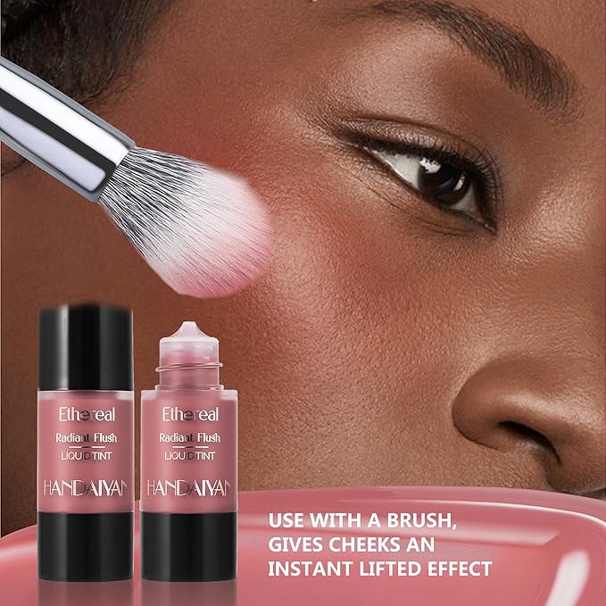 Liquid Blush for Cheeks, Blendable Cheek Tint, Long-lasting Liquid Blush with Naturally Radiant Finish, Daily Use Makeup Blush Drop with Brush-POPPY