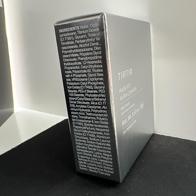 TIRTIR Mask Fit Aura Silver Cushion Foundation | Semi-glow Finish, Natural Coverage, Moisturizing, Lightweight, Korean cushion foundation (#17C Porcelain, Full Size, 0.63 Fl Oz)