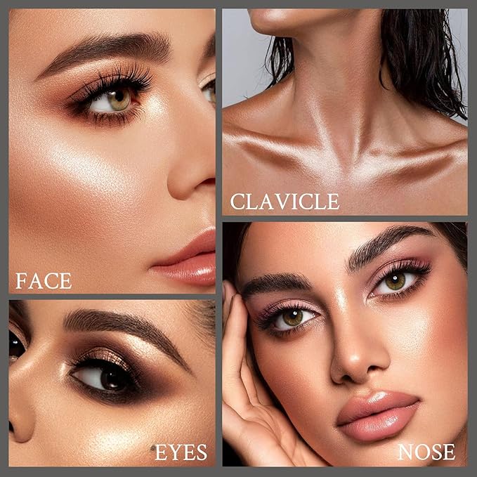 2 Pcs Cream Contour Highlighter Stick for Face Cheeks, Face Brightens Trimming Cream Bronzer Stick, Waterproof Long Wearing Contour Wand Matte & Dewy Finish Face Shaping Makeup (2+6)