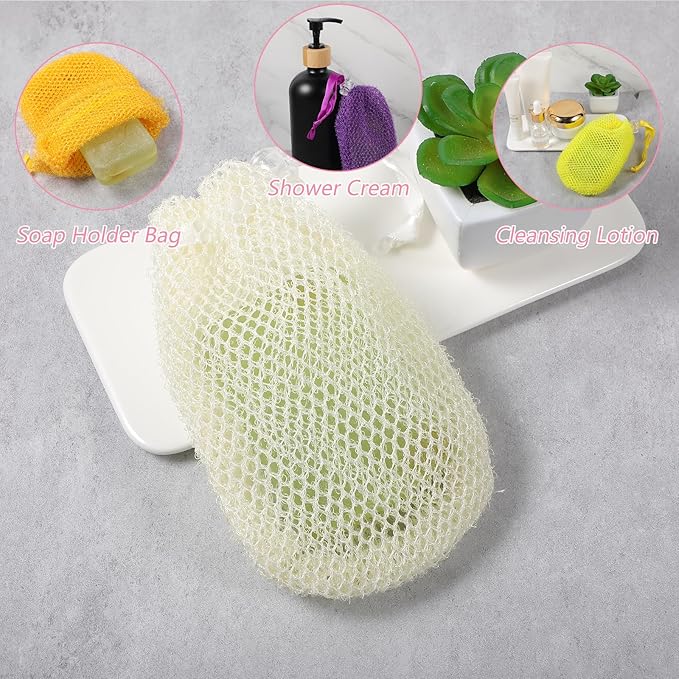 6 Pack Soap Bags for Soap Bars, Reusable Mesh Soap Saver Bag Hangable Bar Soap Pouch Exfoliating Soap Bag Mesh Bar Soap Loofah Holder Pouch Bubble Foam Net Shower Body Facial Cleaning
