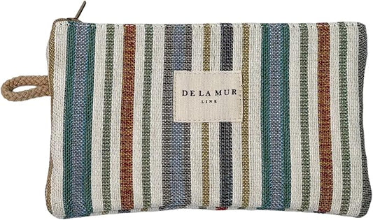 Medium Boho Striped Travel Size Toiletries Makeup Pouch – Travel Cosmetic Bag, Toiletry Organizer & Coin Purse for Women, Perfect Gifts for Her, Boho Makeup Bag, Made in Barcelona