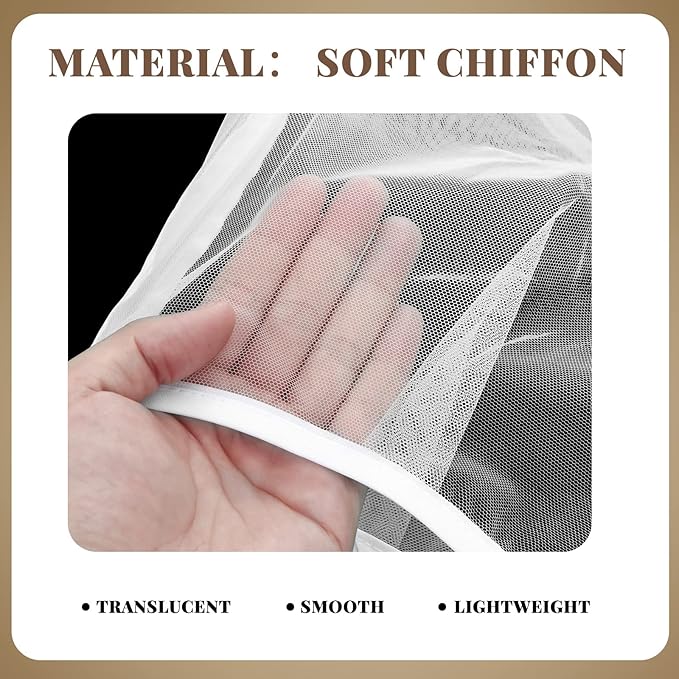 6 Pcs Makeup Protector Hood Washable Light Airy Nylon Chiffon Makeup Hood Zipper Closure Reusable Make up Face Cover for Women Girls Beauty Weddings (White)