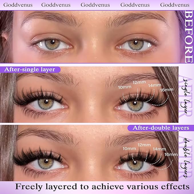 Manga Lash Cluster Kit Wispy Lashes Clusters Fluffy Eyelash Clusters Upturned Foxy Cluster Eyelash Extensions Kit D Curl Fairy Eyelash Extension Kit 10-16mm Individual Lashes Kit