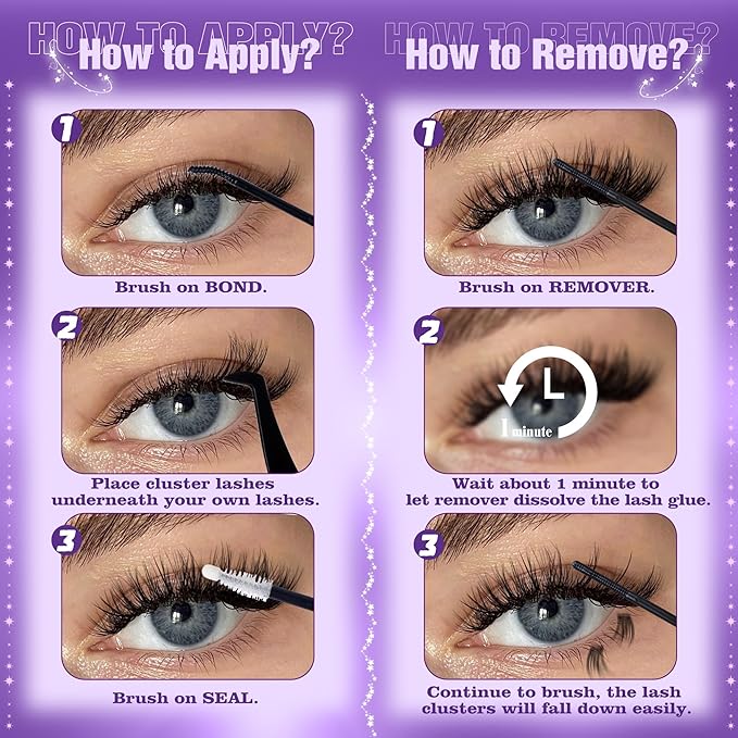 Mavphnee Lash Clusters Kit Feathery Eyelash Extensions Kit LC-Curly Natural Cluster Lashes Kit Wispy Individual Lash Extensions Kit with Waterproof Lash Bond and Seal and Remover and Tweezers