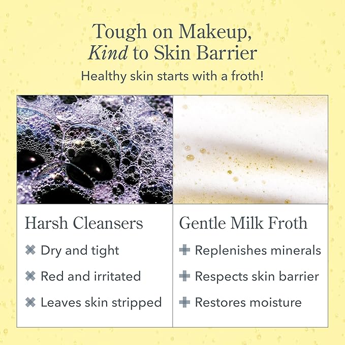 Beekman 1802 Micellar Milk Froth Cleansing Gel - Gently Cleanses & Removes Makeup - Double-Cleanse in 1 - Goat Milk & Golden Sea Moss - Fragrance Free - 5.0 fl. oz - Cruelty Free - Sensitive Skin Safe