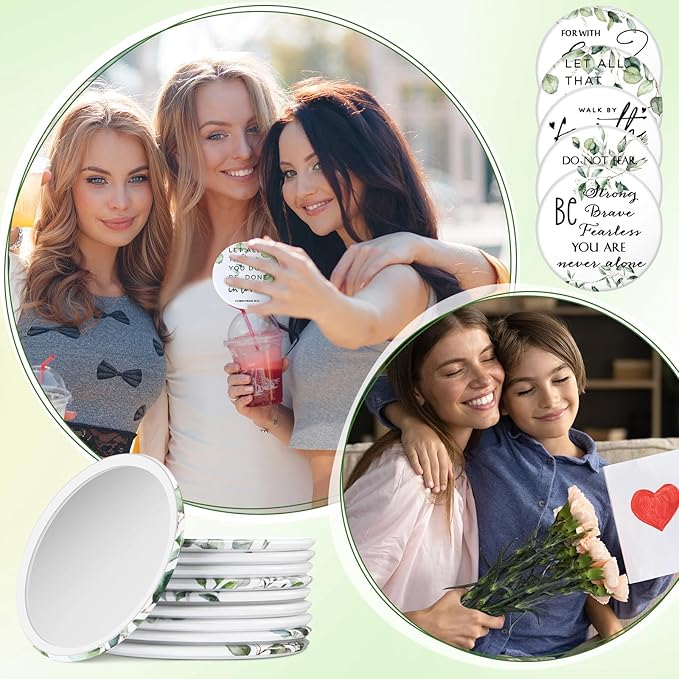 54 Pcs Christian Compact Mirrors Bulk Christian Gifts for Women Inspirational Bible Verse Mini Pocket Makeup Mirror for Coworkers Employees Staff Volunteers Church Party Favors Sunday School