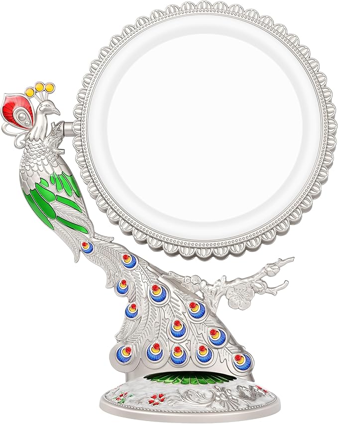 Makeup Mirror with Lights and 1X/7X Magnification, Phoenix Hand Crafted Baroque Style Vanity Mirror - Gifts for Women Birthday Gifts for Women Mom Her, Aethetic Home Decor (Pearl Nickle)