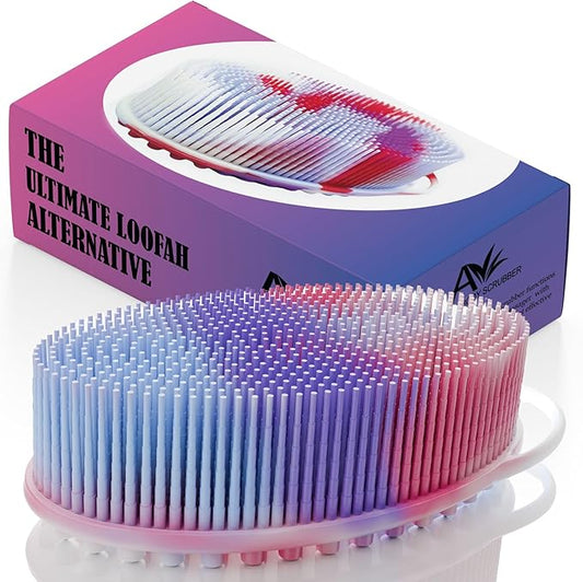 Avilana Silicone Body Scrubber – Gentle Shower Brush & Loofah Alternative – Silver-Infused Options – Fast-Drying, Hygienic, BPA-Free Silicone Body Exfoliator for Sensitive Skin, Men & Women