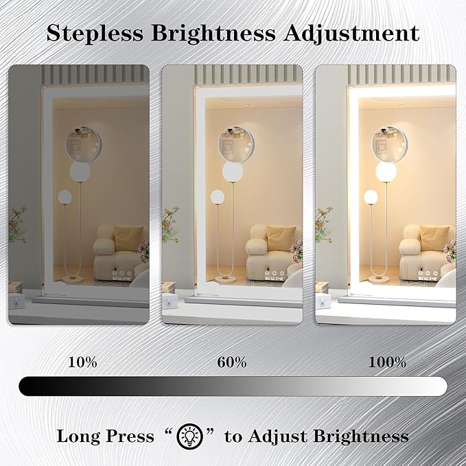 ANYHI Vanity Mirror with LED Light, 24"x20.5" Lighted Vanity Mirror with 10X Magnifying, 3 Color Modes, Dimmable, Smart Touch Control, Aluminum Frame, Tabletop/Wall Mount, Silver