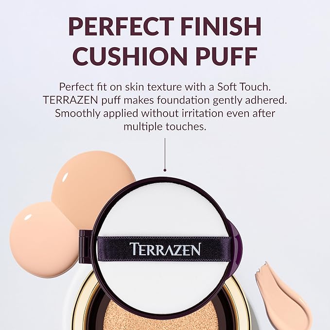 Korean Face Cushion Foundation Finish Glass Perfect Skin Long Lasting Medium High Coverage Semi Matte, 0.51 fl oz (Natural Beige, 1)