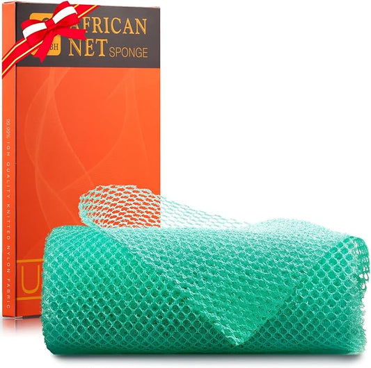 African Bath Sponge African Net Long Net Bath Sponge Exfoliating Shower Body Scrubber Back Scrubber Skin Smoother,Great for Daily Use (Green)