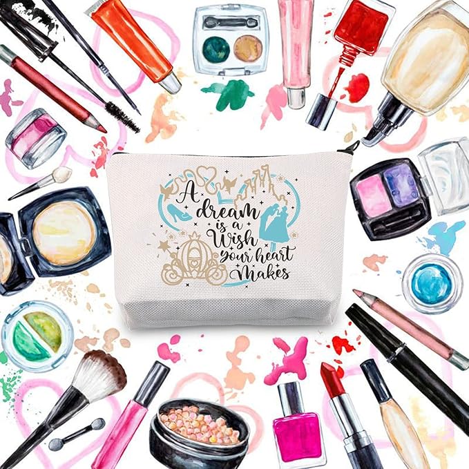 BDPWSS Fairy Tales Makeup Bag Fairy Princess Gift a Dream Is a Wish Your Heart Makes Cosmetic Bag For Friend Sister (You makes dream)