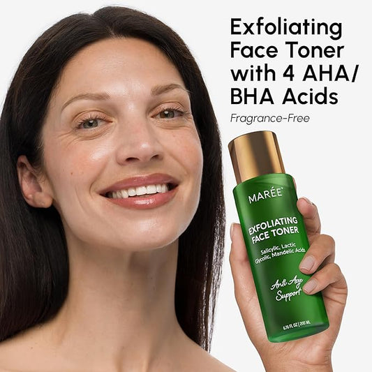 MAREE Exfoliating Toner with Salicylic Acid – AHA BHA Exfoliant & Face Exfoliator Pore Cleaner – BHA Liquid Exfoliant – Sebum Dead Skin Care Remover for Face – Exfoliante Para la Cara Acido Salicilico