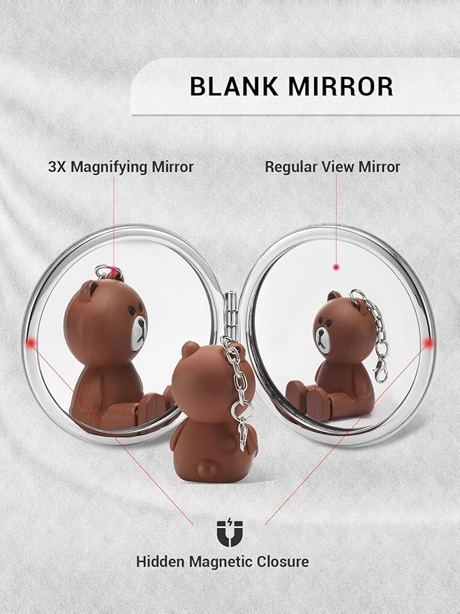 Metal Mirror 1x/2x and PU Leather Mirror 1x/3x Compact Mini Makeup Mirror Black