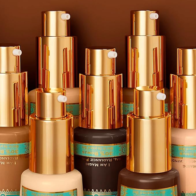 Juvia's Place I Am Magic Natural Radiance Foundation - 515Bombay - Full Coverage Liquid Foundation Makeup for Dry, Mature, Aging, and Combination Skin - Lightweight Longwear Base with Radiant Finish