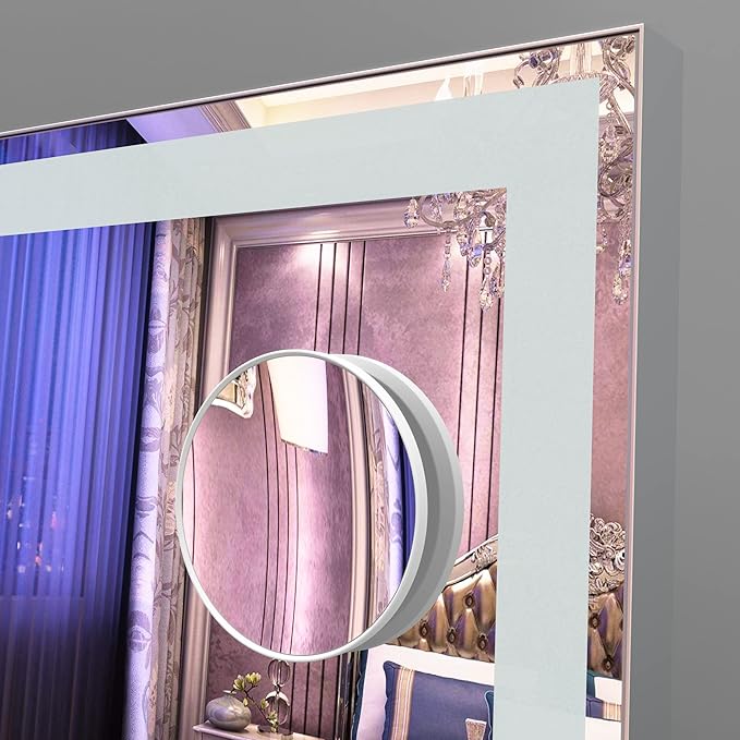 BEAUTME Vanity Mirror with Lights,Hollywood Mirror,Mirror with Lights,Tabletop Makeup Mirror with Lights,Tabletop/Wall Mounted,Horizontal/Vertical,23.6x20 Inch,Silver