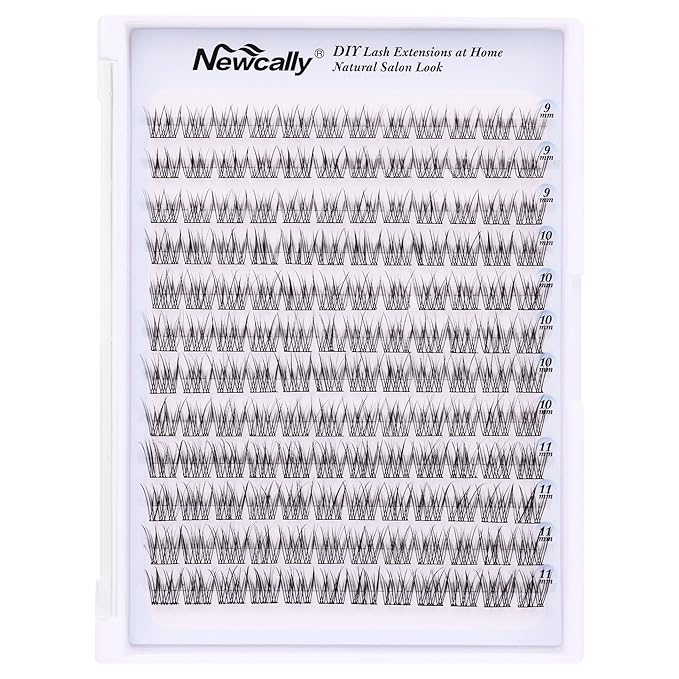 Natural Lash Clusters DIY Eyelash Extension Wispy 144 Pcs Individual Cluster Lashes Extension at Home C-curly 9-11MM Eyelash Cluster Faux Mink False Lashes by Newcally