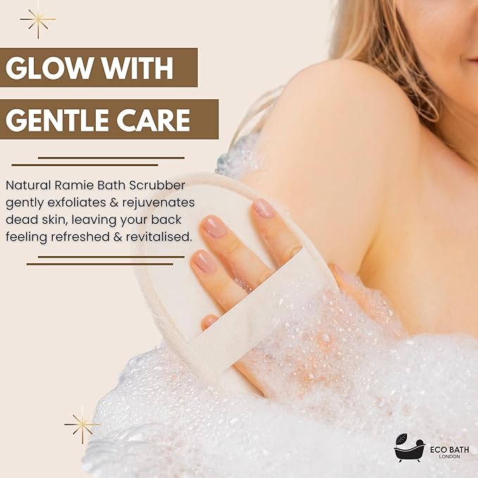Natural Ramie Bath Scrubber - 100% Natural Exfoliating Body Scrubber for Men and Women, Premium Ramie Bath Sponge for Smooth Skin