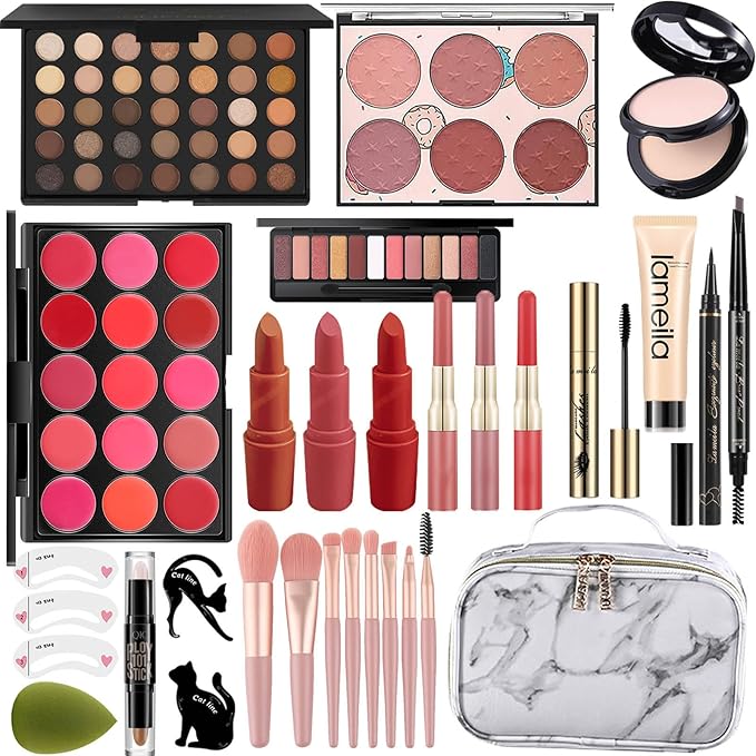 MISS ROSE M All In One Makeup Kit, Makeup Kit for Women Full Kit,Multipurpose Women's Cosmetics Set,Beginners and Professionals Alike,Easy to Carry(DLS-White)