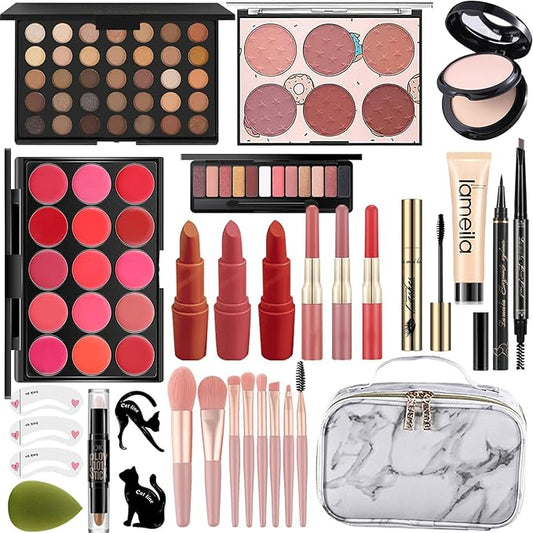 MISS ROSE M All In One Makeup Kit, Makeup Kit for Women Full Kit,Multipurpose Women's Cosmetics Set,Beginners and Professionals Alike,Easy to Carry(DLS-White)