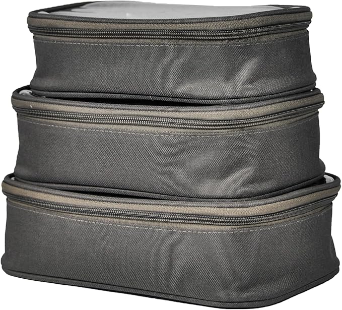 3pcs Pack TSA Approved Travel Pro Beauty Makeup Kits Cosmetic Organizers Case Clear Utility Pouch Combo Set Bag with Zipper & Handle (Grey)