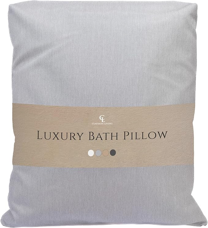 Luxury Bath Pillow for Tub - Thick and Comfortable Bathtub Pillow Support for Head and Neck and Back - Washable Quick-Drying Bath Pillows - Bath Cushion for Home Spa - Fits Any Bathtub - Light Gray