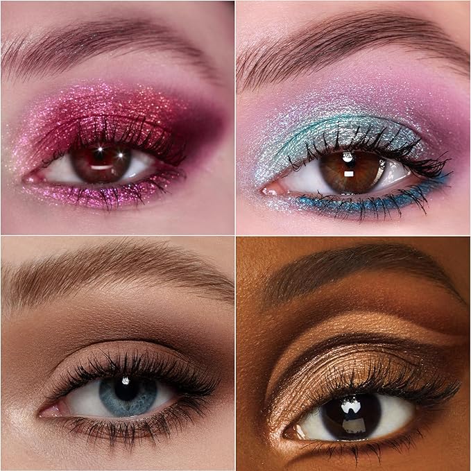 Eyes Cream Eyeshadow Palette Makeup, Blue Pink Nude Brown Glitter Shimmer Matte Eye Shadow Pallets for Cute Popular Eye Make up, 18 colors Ice Cream Original Design, Talc Free