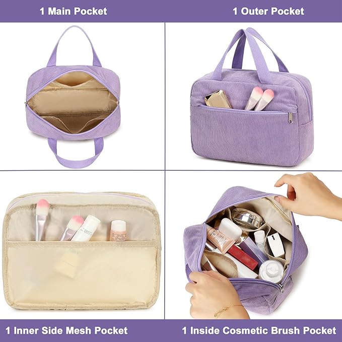 Makeup Bag for Women Cosmetic Bag Large Make Up Organizer Travel Toiletry Bags Waterproof Zipper Tote Pouch Purse for Girls