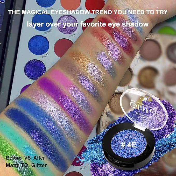 Afflano Holographic Glitter Eyeshadow - Color Change Multichrome Silver Blue Shimmer Metallic Eye Makeup, Sparkling Pigment Chameleon Duo Chrome for Blue Eyes