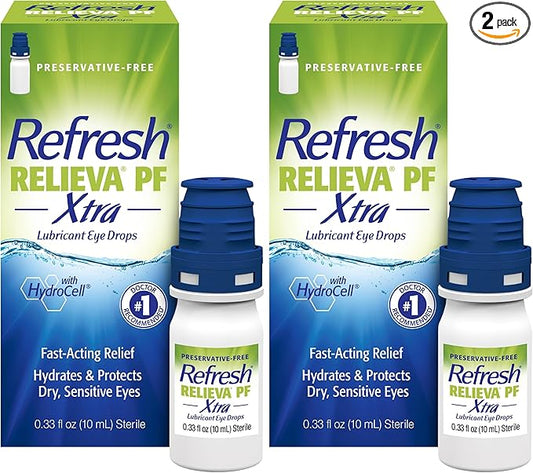 Refresh RELIEVA PF Xtra Preservative-Free Artificial Tears Lubricant Eye Drops, 2x0.33 fl oz (20 mL), 2 Count