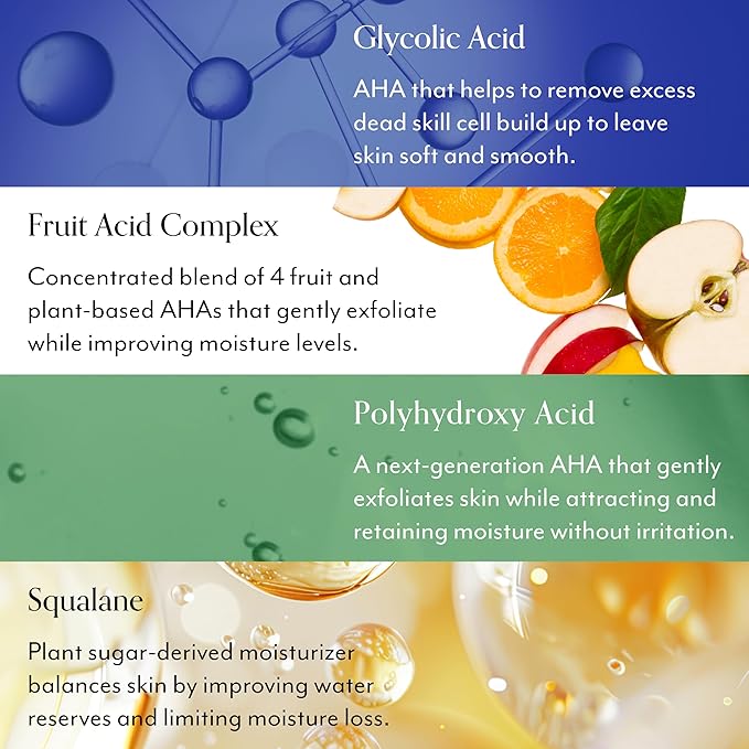 Bliss Renew & Smooth Glycolic Acid Night Serum | 8.5% AHA + PHA Complex for Texture, Glow & Radiance | Gentle Daily Exfoliating Treatment for Smoother, Brighter Skin | Vegan & Cruelty-Free | 1 fl oz