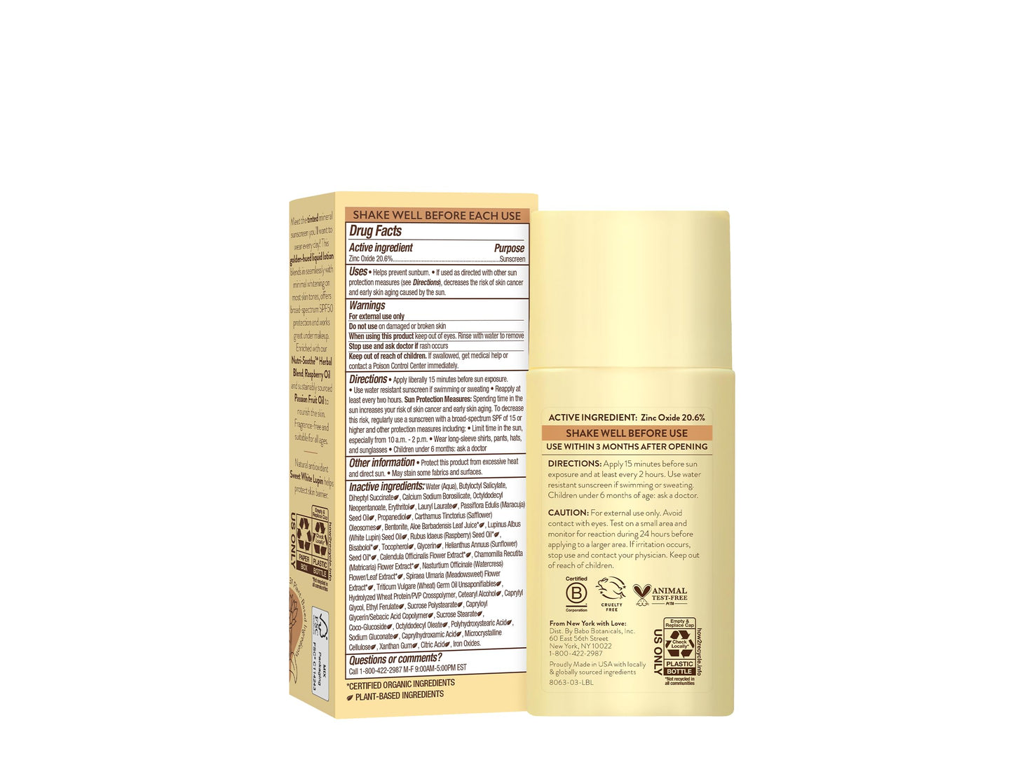 Babo Botanicals Daily Sheer Tinted Mineral Sunscreen Fluid SPF50 - Natural Zinc Oxide - Passion Fruit Oil - Golden-Hued Tint - Fragrance Free - Ultra-Lightweight - For Face - For all ages