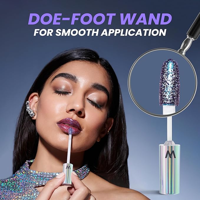 Wonderskin WONDER BLADING Top Gloss - Blue Glitter Lip Gloss, Hydrating and High Shine Finish Lip Makeup (Blue Glitter)