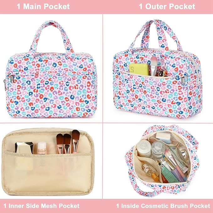 Makeup Bag for Women Cosmetic Bag Large Make Up Organizer Travel Toiletry Bags Waterproof Zipper Tote Pouch Purse for Girls