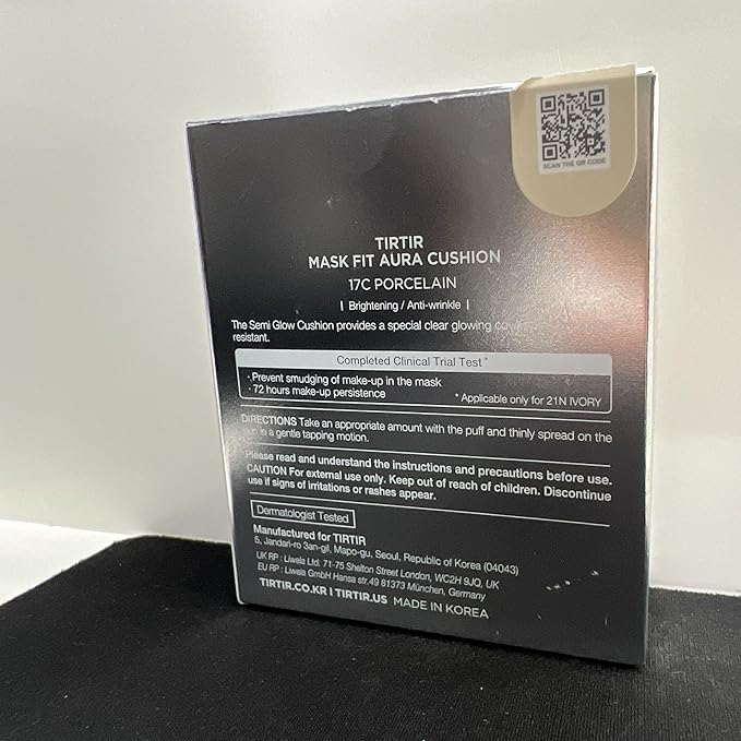 TIRTIR Mask Fit Aura Silver Cushion Foundation | Semi-glow Finish, Natural Coverage, Moisturizing, Lightweight, Korean cushion foundation (#17C Porcelain, Full Size, 0.63 Fl Oz)