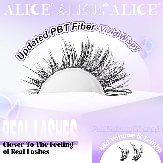 ALICE Lash Clusters Wispy Cluster Eyelash Extensions 192pcs Natural Individual Lashes DIY Lash Extension 10-18mm Cluster Eyelashes with Mix 4-7mm of Lash Band