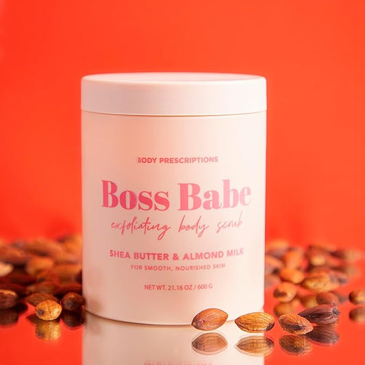 Body Prescriptions Exfoliating Body Scrub – Body Cleanser for Nourished, Ultra-Smooth Skin, Shea Butter and Almond Milk