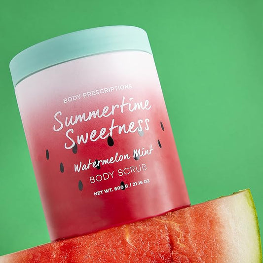 Body Prescriptions Exfoliating Body Scrub – Body Cleanser for Nourished, Ultra-Smooth Skin, Minty Watermelon Bliss