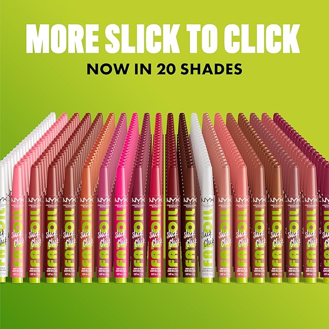 NYX PROFESSIONAL MAKEUP Fat Oil Slick Click, Lightweight, Buildable Pigmented Vegan Lip Balm - Caption This (Nude)