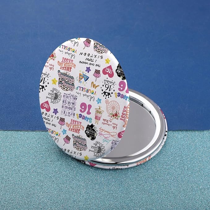 MAOFAED 16th Birthday Gift Sweet 16 Birthday Gift Sweet Sixteen and Sassy Makeup Mirror Fabulous 16 Gift (16birthday Mirror)