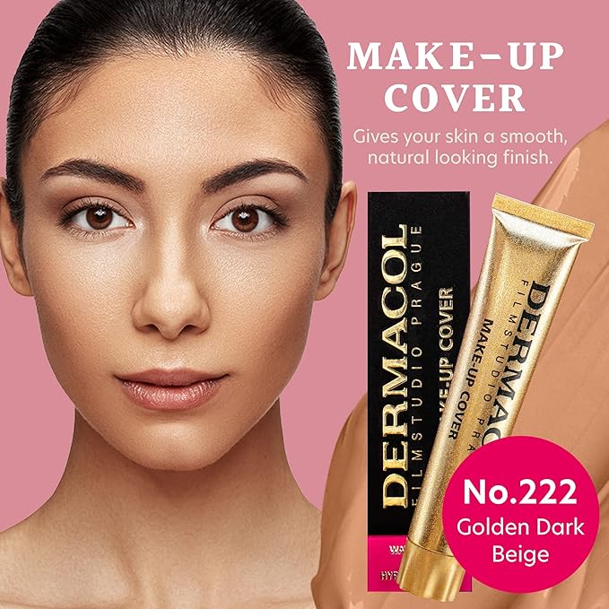 Dermacol - Full Coverage Foundation, Liquid Makeup Matte Foundation with SPF 30, Waterproof Foundation for Oily Skin, Acne, & Under Eye Bags, Long-Lasting Makeup Products, 30g, Shade 222