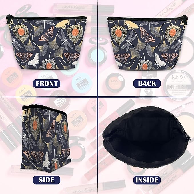 Makeup Bag Gold Glitter Leopard Cosmetic Bag for Women, Waterproof Large Capacity Travel Organizer 9.5×5.9 Inch