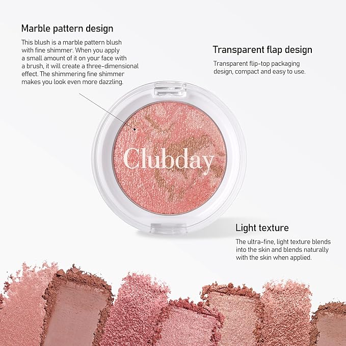 Classic Color Marbleized Blush Highlighting Face Power Blush Gifts for Women Long Lasting Glowing, Smooth, Blendable Fit For All Skin Tones,0.12 Oz-02