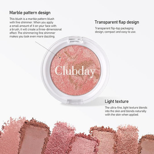 Classic Color Marbleized Blush Highlighting Face Power Blush Gifts for Women Long Lasting Glowing, Smooth, Blendable Fit For All Skin Tones,0.12 Oz-02