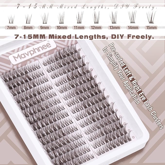 Brown Lash Clusters Wispy Eyelash Extensions Natural Look Individuals Lashes C-Curly DIY Cluster Eyelashes 252 Pcs Left & Right Paired Dark Brown Cluster Lashes by Mavphnee