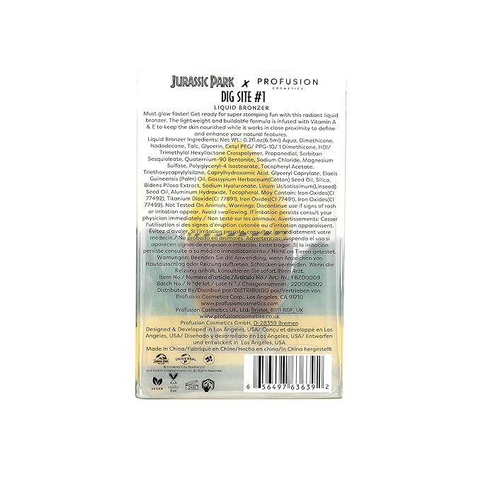 Profusion Cosmetics Jurassic Park Radiant Liquid Bronzer, Natural Glow Enhancer, Highly Pigmented Formula Vitamin-Infused Glow for Natural Radiance Face Makeup, Sheer to Medium Coverage (DIG SITE #1)