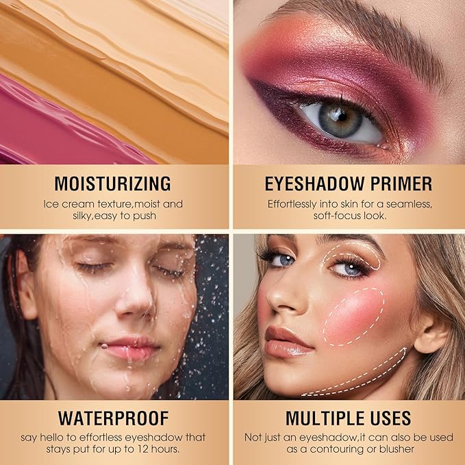 Eyeshadow Primer,Eye Primer,Makeup Primer Long Lasting Cream Eyeshadow Base,Primer Face Makeup,Full Coverage Waterproof Concealer 1 Pens -0.40 fl oz (01_IVORY)