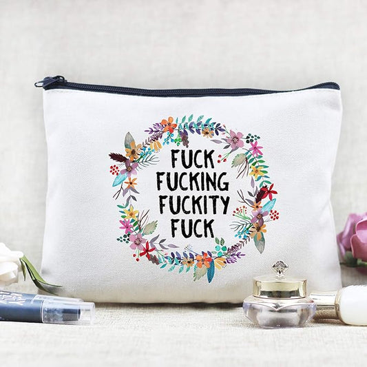 Funny Canvas Cosmetic Bag Makeup Bags Cute Travel Bag Birthday Gifts Friend Gifts for Women (Style-B)
