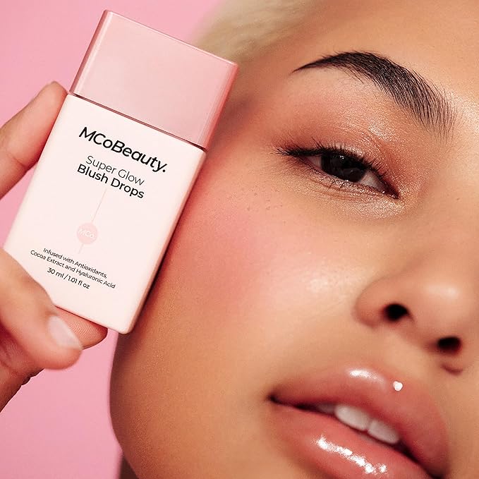 MCoBeauty Super Glow Blush Drops, Blush Pink, Instantly Warm and Illuminate Your Complexion, Vegan, Cruelty Free Cosmetics