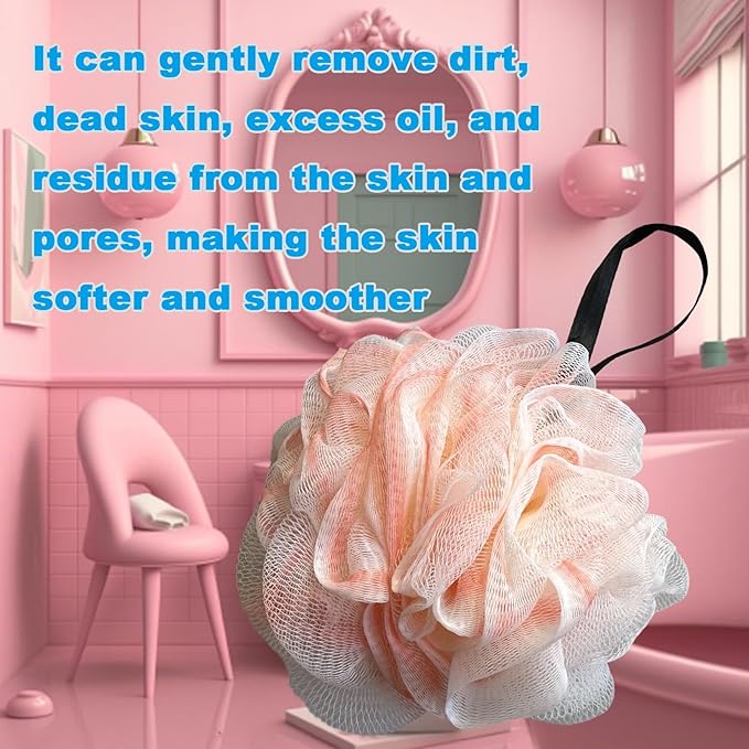 Loofah Sponge, Exfoliating Bath Sponge Body Scrubber Lofa Single Pack - Pink 50g (1 Pack)